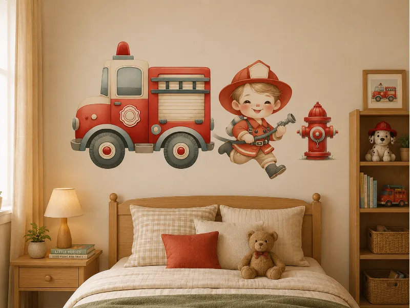 Cute Fire Station Wallpaper Sticker - Image 3