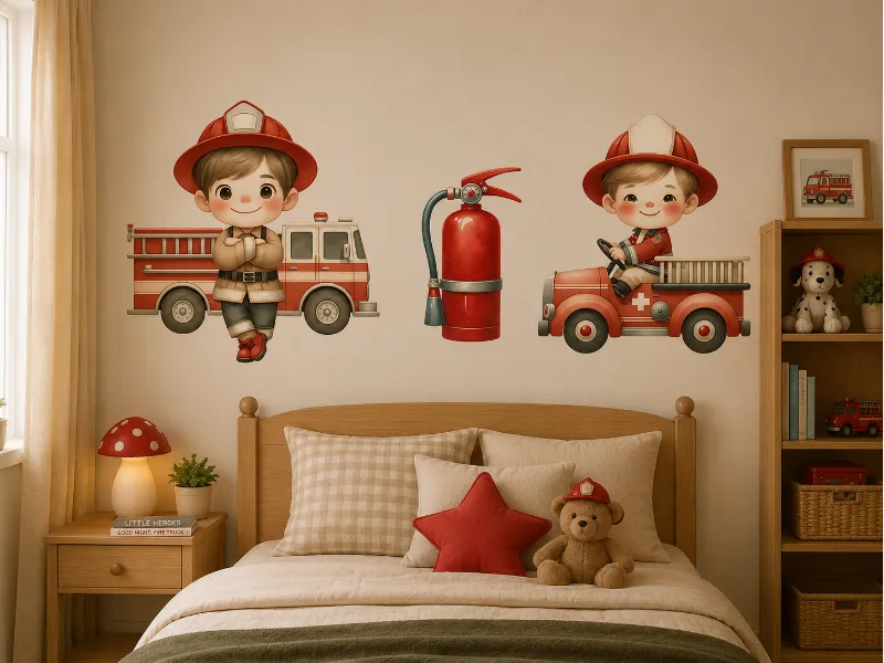 Cute Fire Station Wallpaper Sticker - Image 2