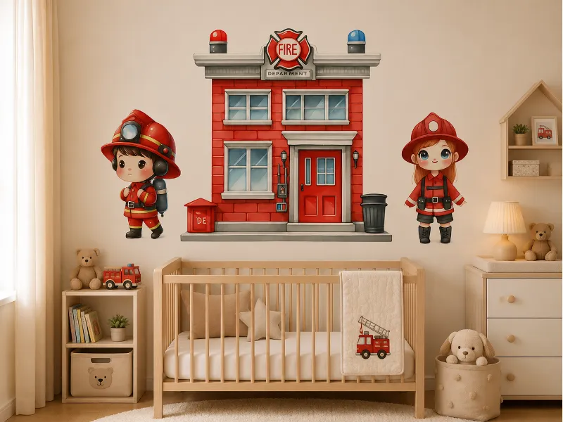 Cute Fire Truck and Little Firefighters - Image 2