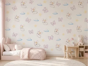 Cute Bunny Pattern Wallpaper Sticker