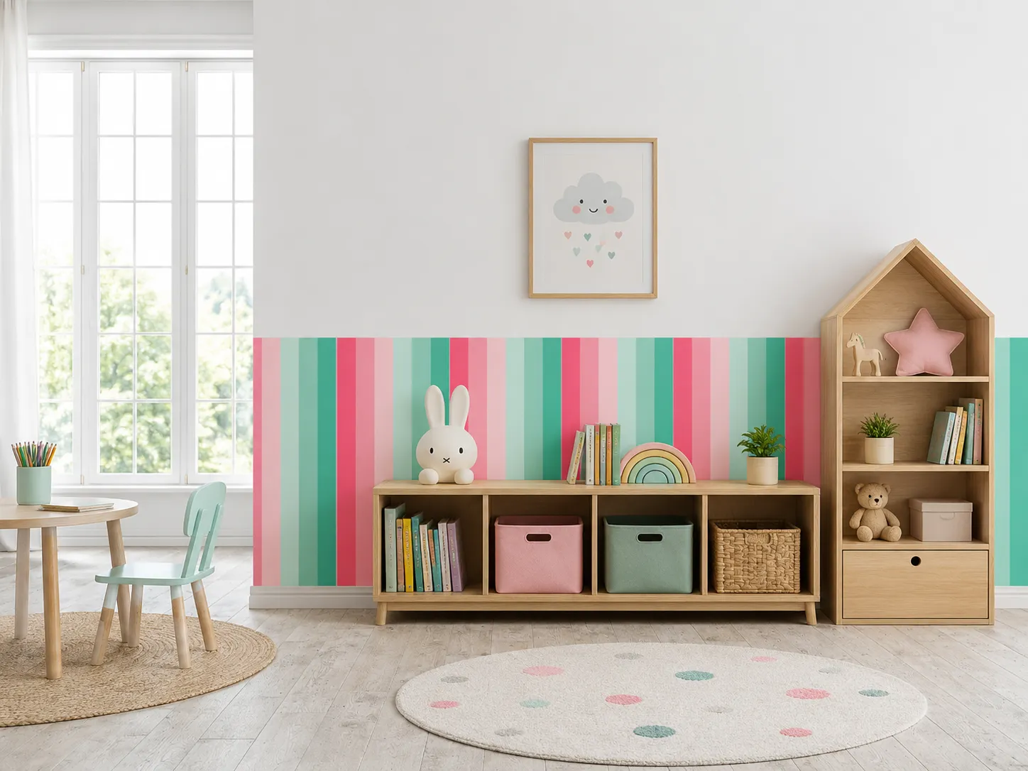 Half Panel Color Decal Collection | 5 Color Themes | Arch & Flat Peel and Stick Wall Panels - Image 3