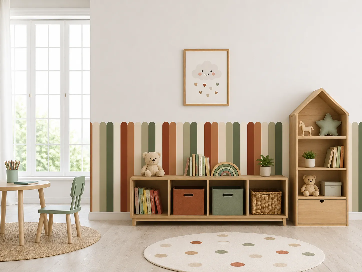 Half Panel Color Decal Collection | 5 Color Themes | Arch & Flat Peel and Stick Wall Panels - Image 6