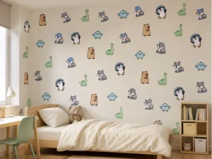 Cute Animal Pattern Wallpaper Sticker