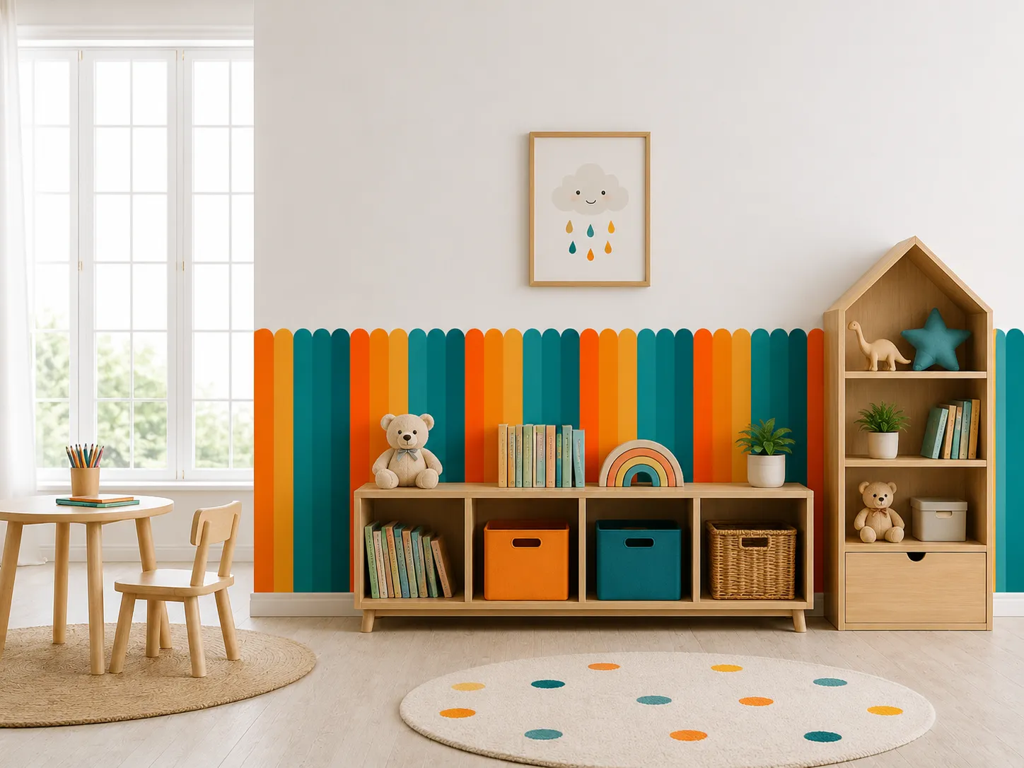 Half Panel Color Decal Collection | 5 Color Themes | Arch & Flat Peel and Stick Wall Panels - Image 7