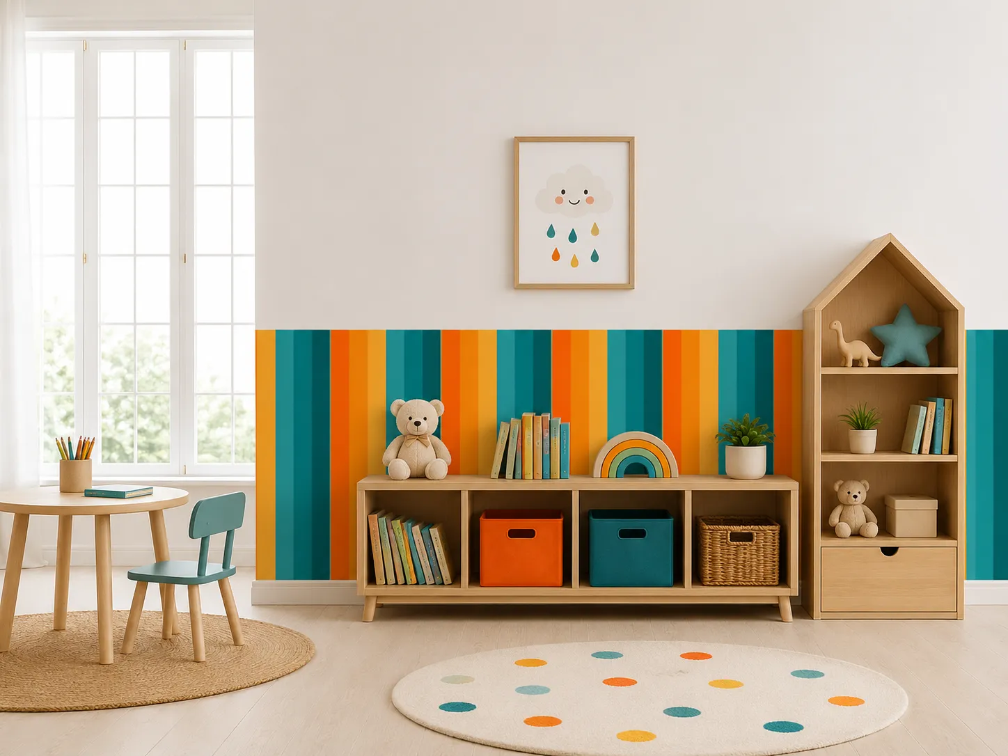 Half Panel Color Decal Collection | 5 Color Themes | Arch & Flat Peel and Stick Wall Panels - Image 8