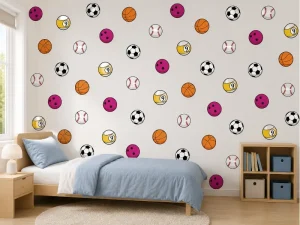 Kawaii Sports Balls Wall Stickers