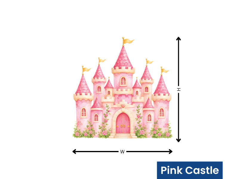 Little Princess & Pink Castle Watercolor Wall Decals - Image 9