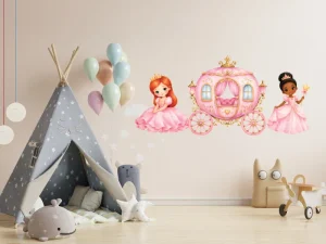 Little Princess & Pink Castle Watercolor Wall Decals