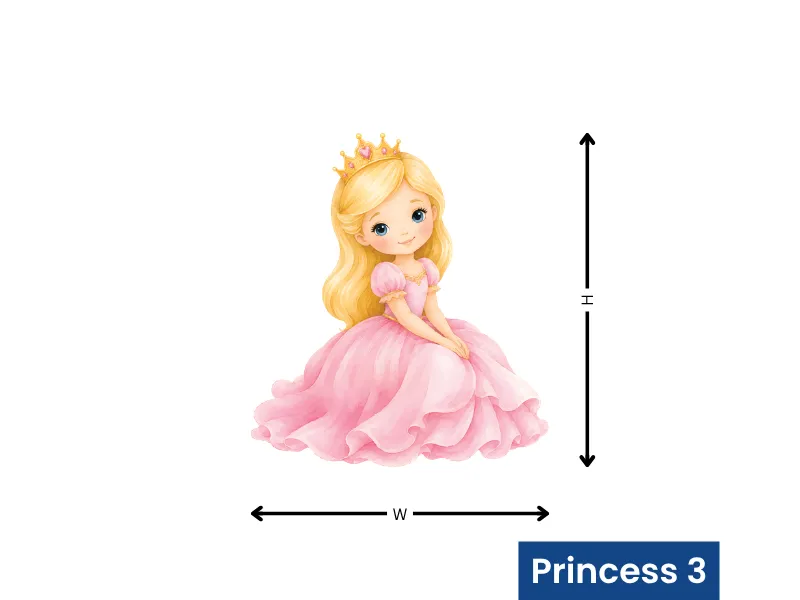 Little Princess & Pink Castle Watercolor Wall Decals - Image 4