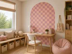 Pink Checkerboard Arch Wall Sticker