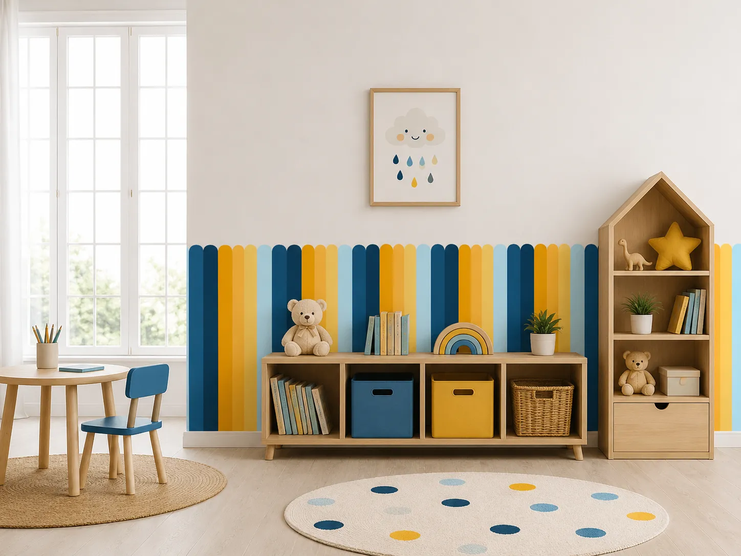 Half Panel Color Decal Collection | 5 Color Themes | Arch & Flat Peel and Stick Wall Panels - Image 2
