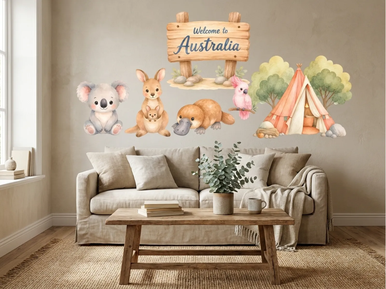 Australian Safari Animals & Teepee Kids Wall Decals | Nursery Decor - Image 2